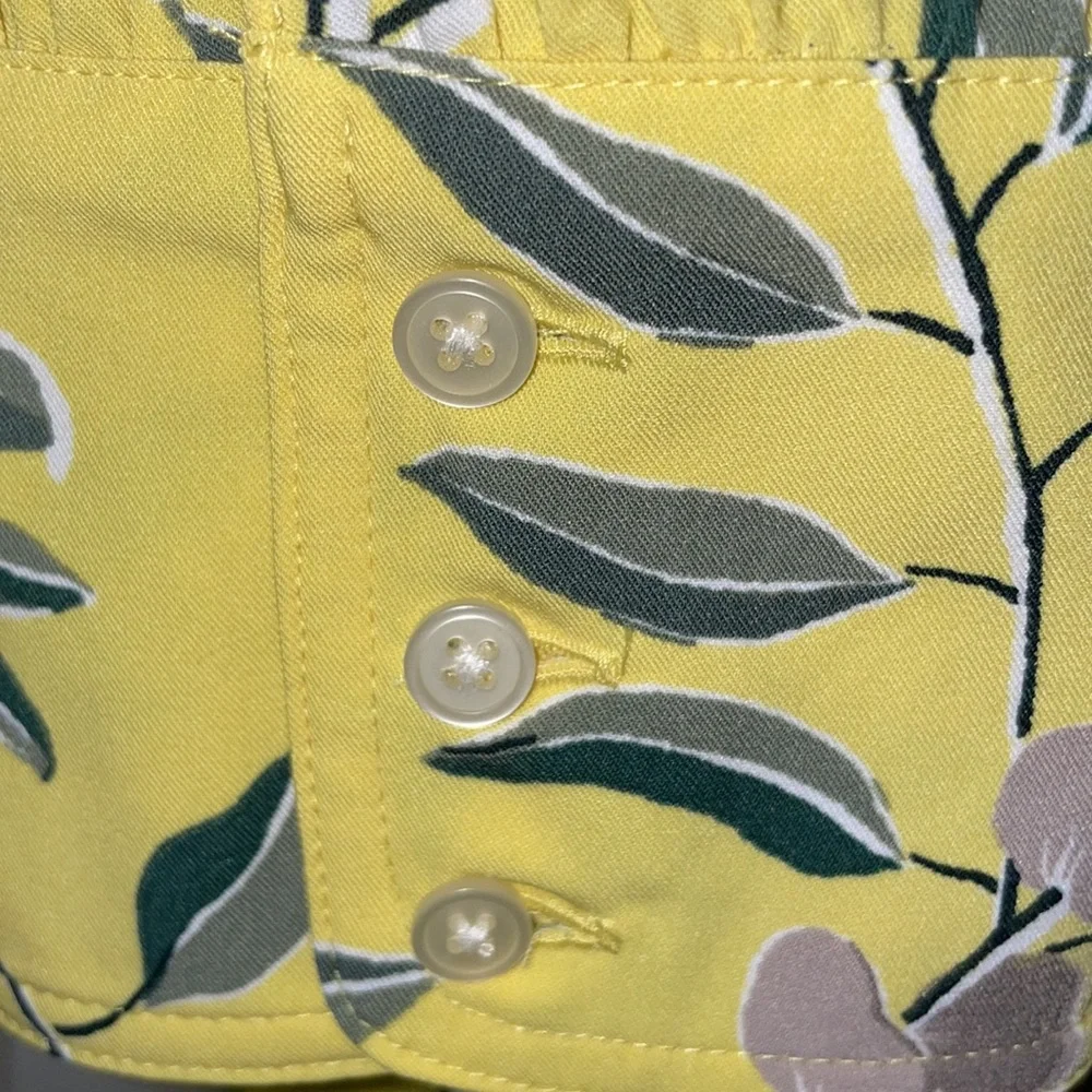 Loft Plus Yellow Floral Midi Shift Dress with Long Sleeves NWOT - Picture 6 of 9